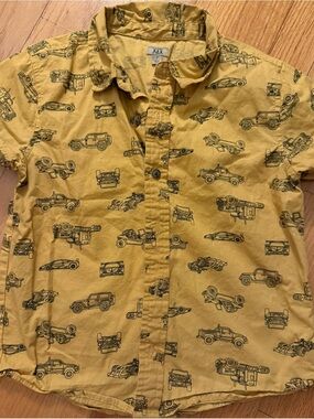 Rex dress shirts boys 7Yellow Boys' Short-Sleeve Car Print Shirt